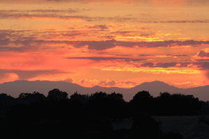 Sunset view from DeltaPhase over the Coast Range